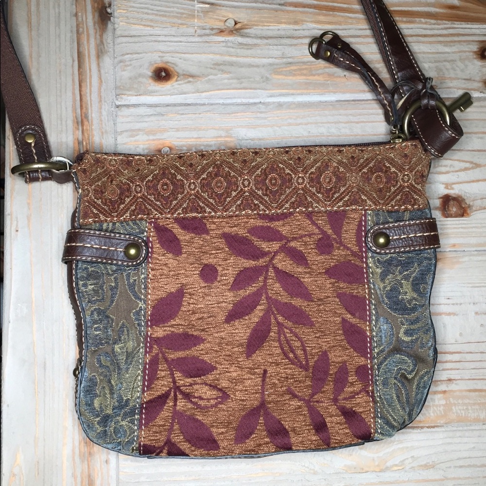 FOSSIL Cloth & Leather Crossbody Handbag - Picture 4 of 8